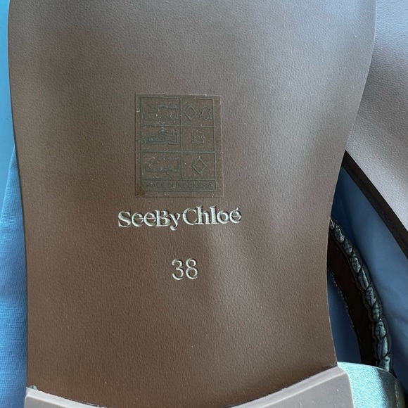 See by Chloe Nola Gold Braided Strap Thong Sandals 8 38 - Picture 4 of 5